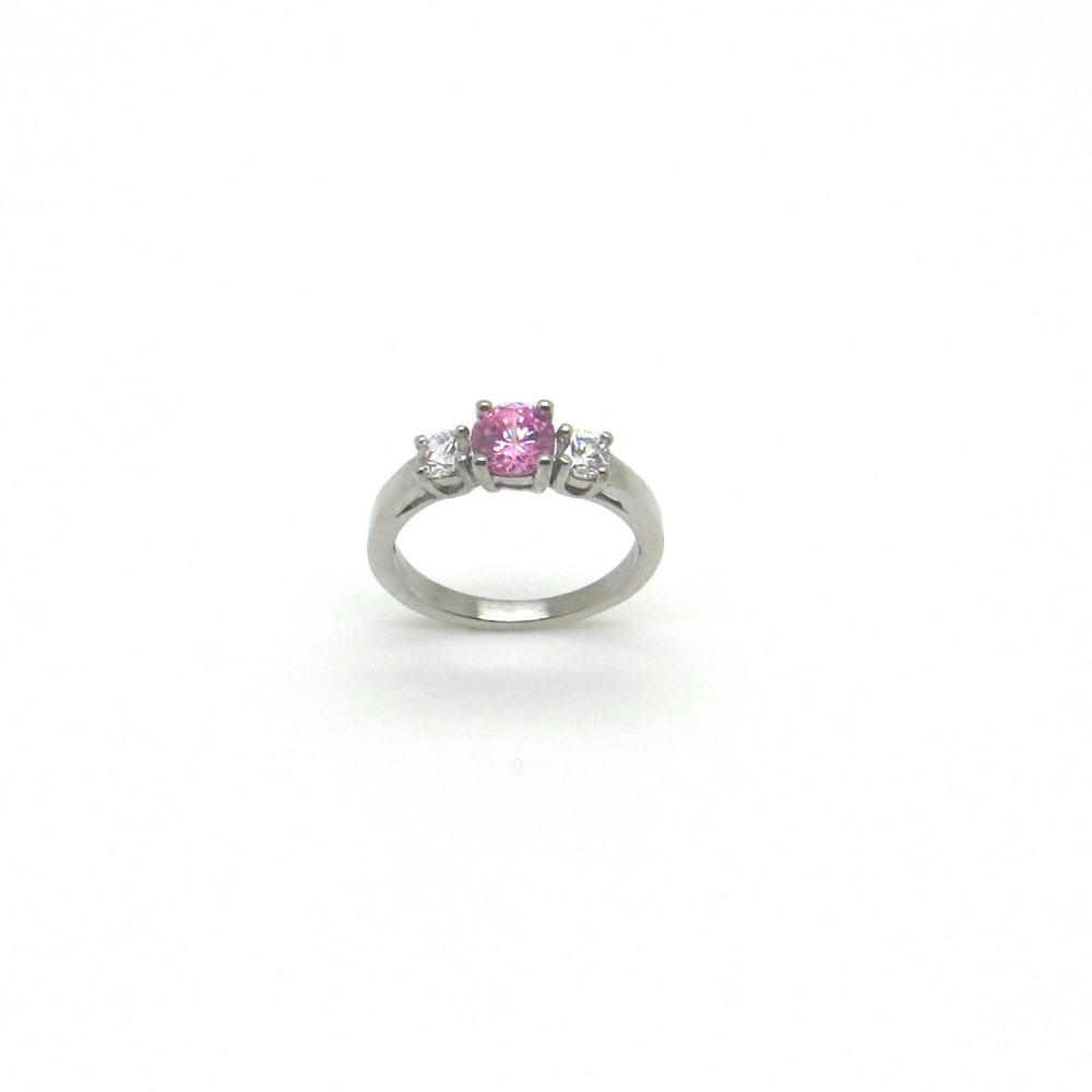 NEW Stainless Steel Pink-October  Birthstone Ring